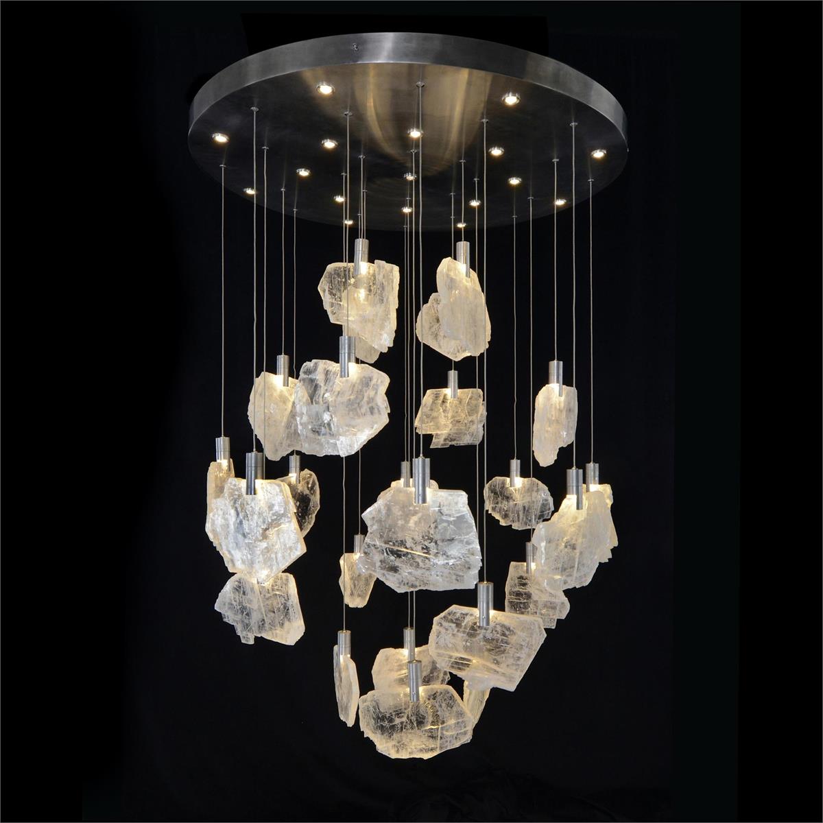 John Richard Moonlight Sonata: Forty-One-Light Horizontal Selenite Pane Pendant Chandelier