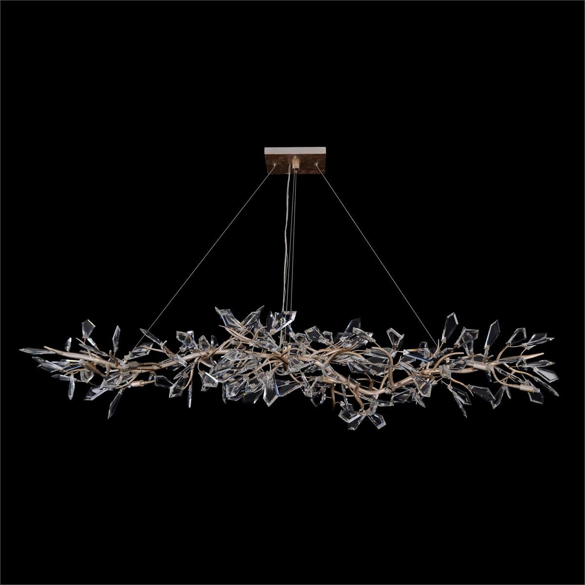 John Richard Kotta Fourteen-Light Cut-Crystal Oblong Chandelier