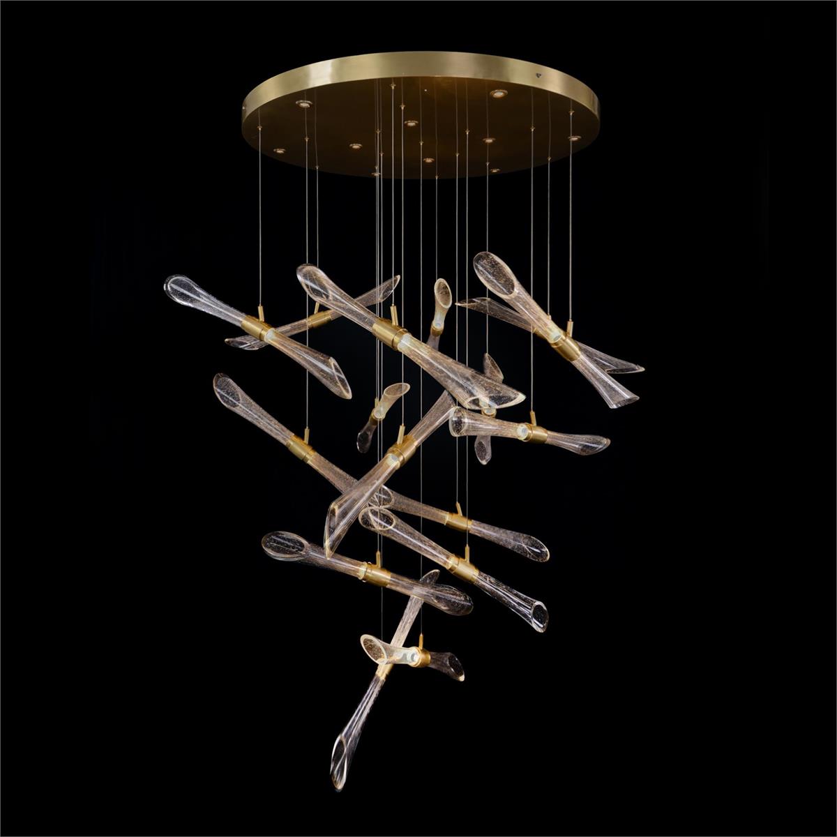 John Richard Rhapsody - Sixteen Fluted Light Tube Chandelier With Ten Additional LED's In The Canopy