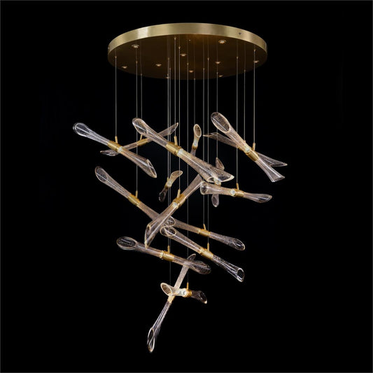 John Richard Rhapsody - Sixteen Fluted Light Tube Chandelier With Ten Additional LED's In The Canopy