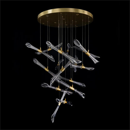 John Richard Rhapsody - Sixteen Fluted Light Tube Chandelier With Ten Additional LED's In The Canopy