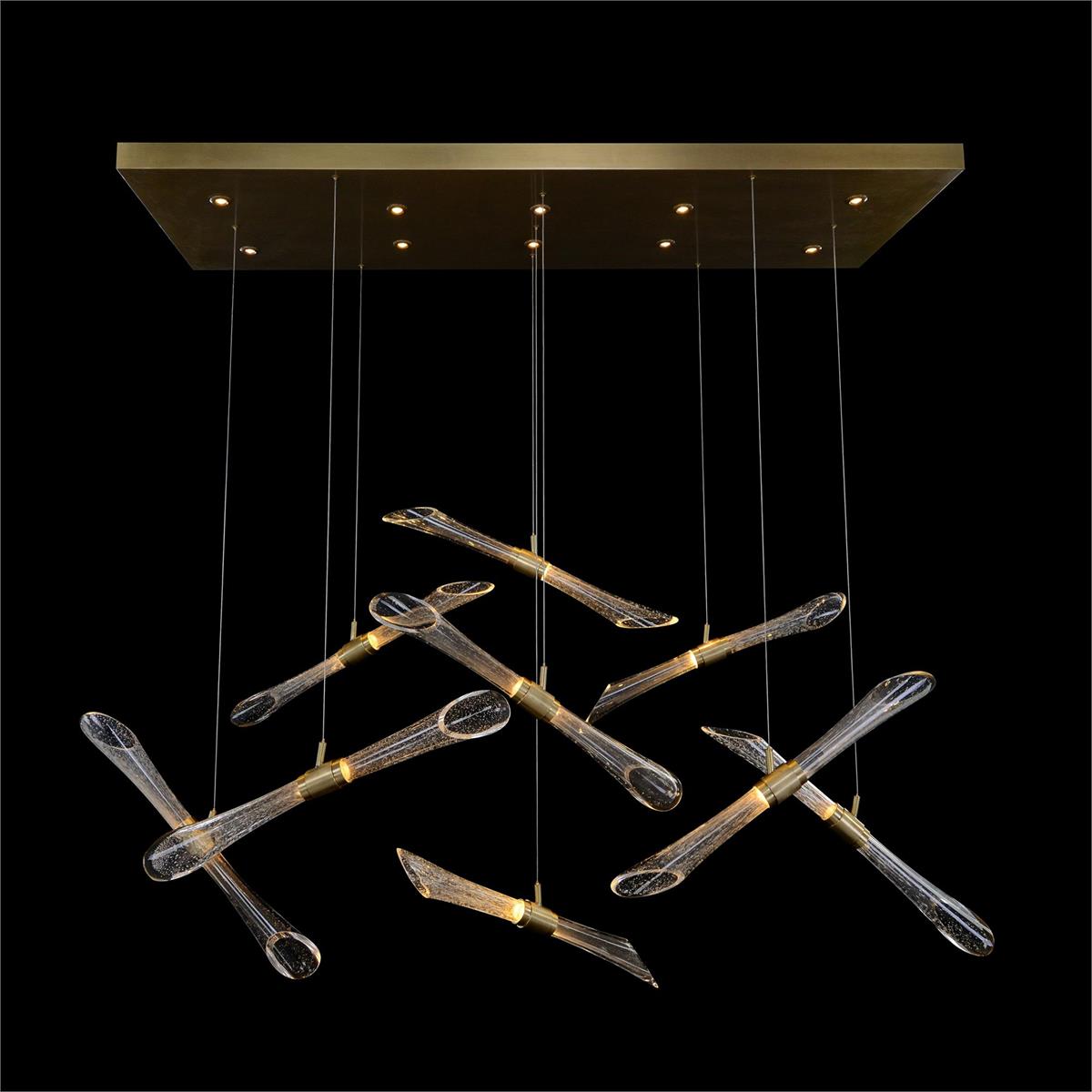 John Richard Rhapsody - Nine Fluted Light Tube Chandelier With Ten Additional LEDs In The Canopy