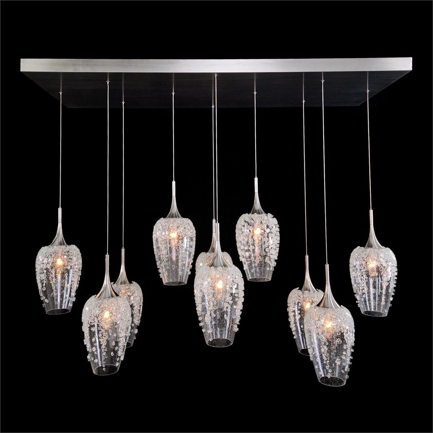 John Richard Aureo Ten-Light Horizontal Glass Pendant Chandelier