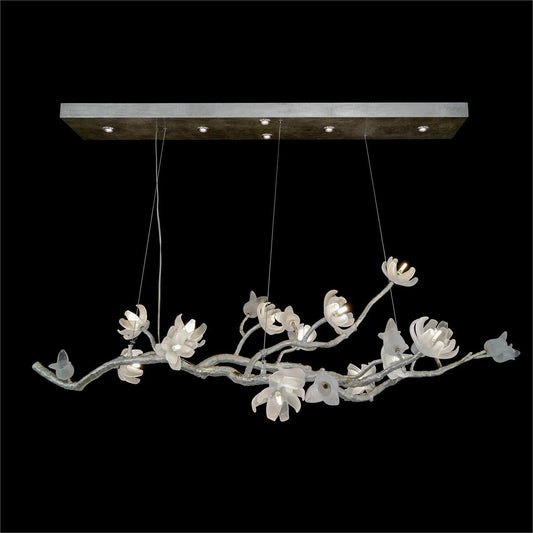 John Richard Churippu Magnolia & Tulip Glass Oblong Nineteen-Light Chandelier