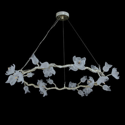 John Richard Churippu Magnolia & Tulip Glass Bronze Twelve-Light Halo Chandelier