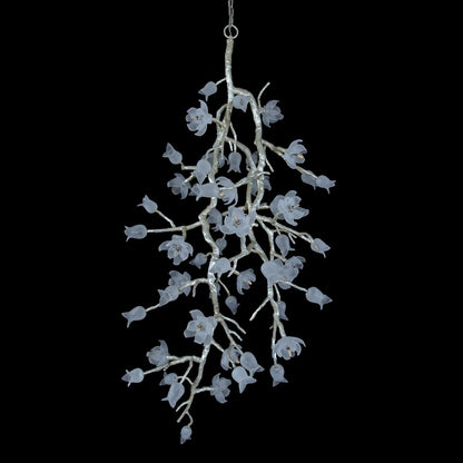 John Richard Churippu Magnolia & Tulip Glass Silver Leaf Vertical Twenty-One Light Chandelier