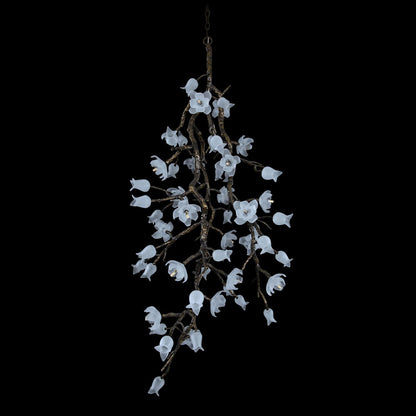 John Richard Churippu Magnolia & Tulip Glass Bronze Vertical Twenty-One Light Chandelier