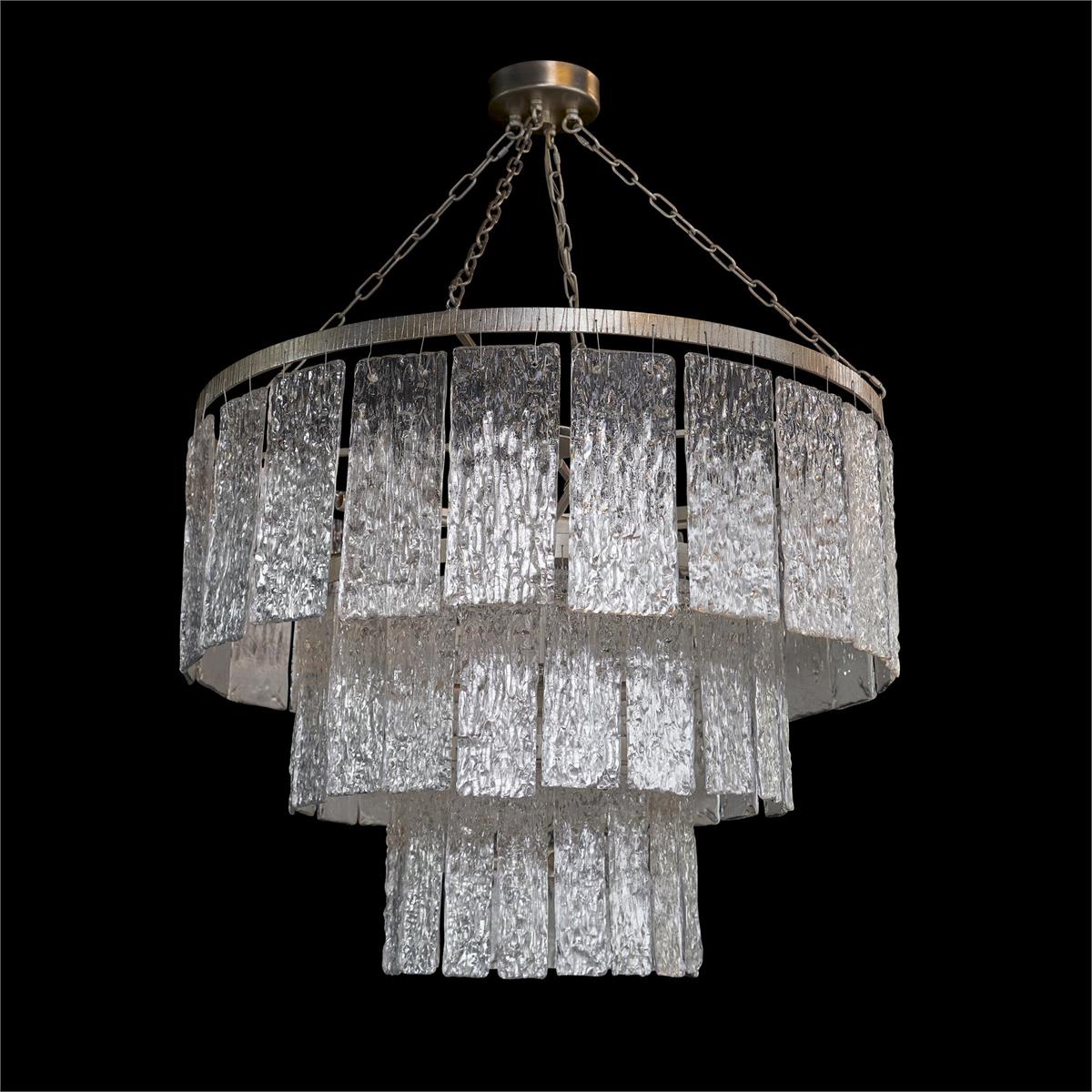 John Richard Twilight Sixteen-Light Slumped Glass Chandelier, Silver