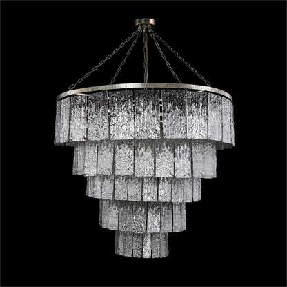 John Richard Twilight Twenty-Four-Light Slumped Glass Chandelier, Silver