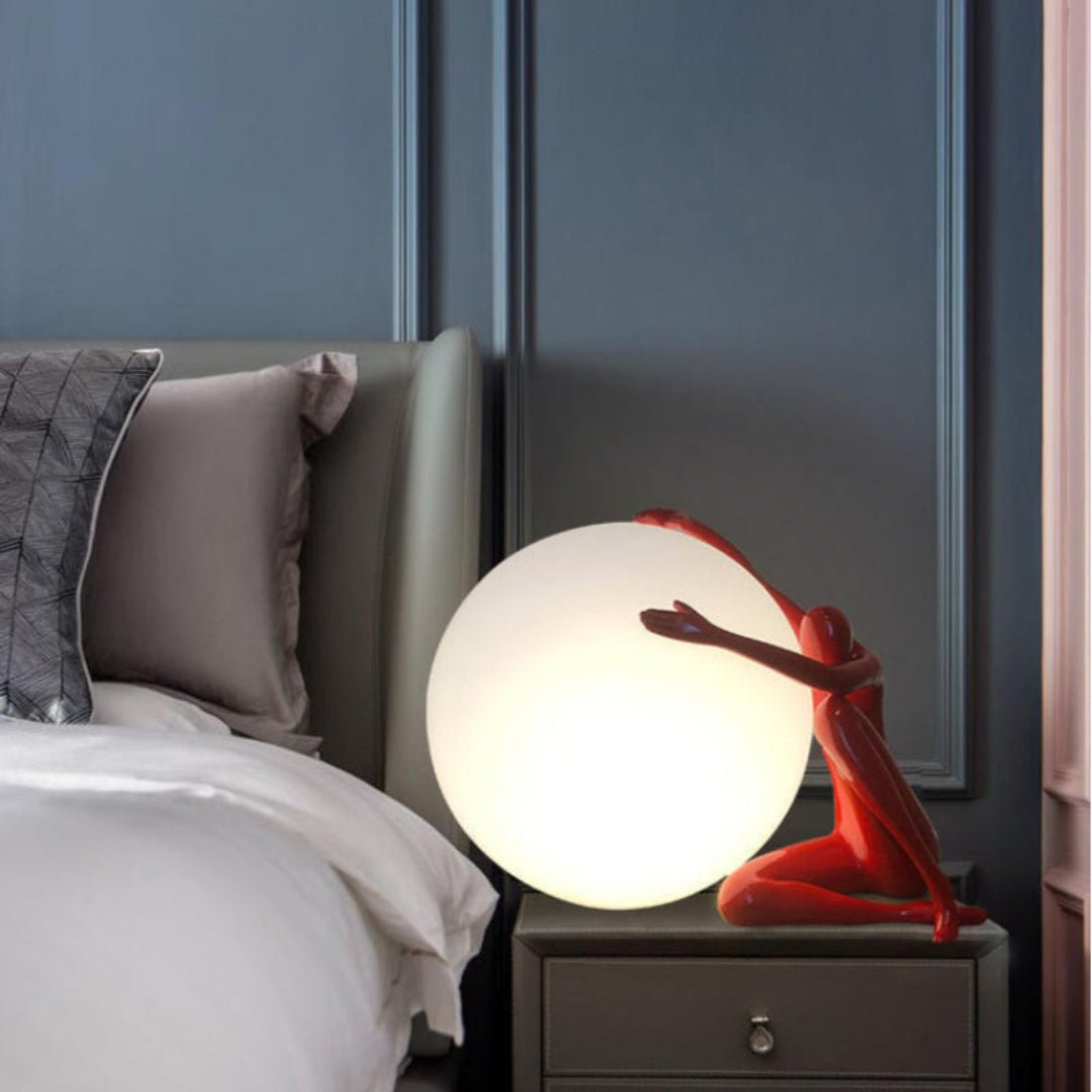 Humanoid Ball Holding Nightstand lamp Table Lamp