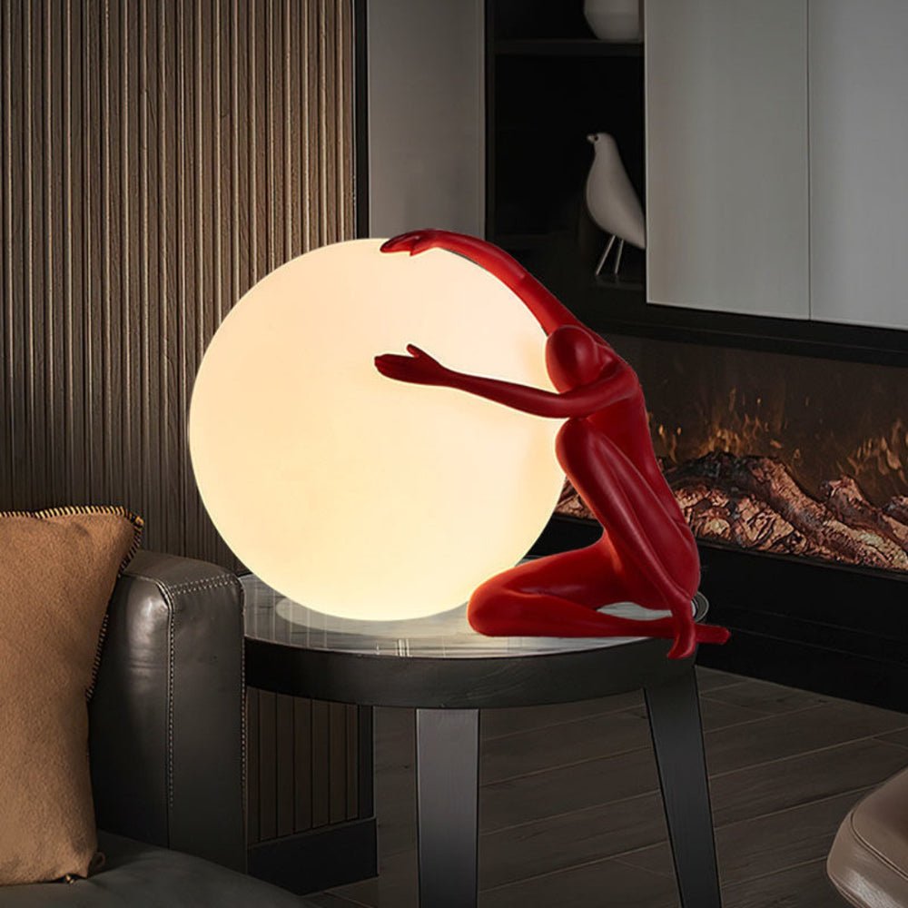 Humanoid Ball Holding Nightstand lamp Table Lamp