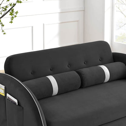 55.5" Pull-out Sofa Bed with Lumbar Pillows and Adjustable Backrest