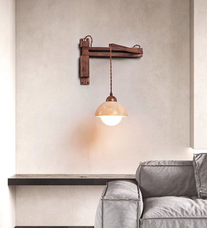 Adjustable Travertine Dome Wall Sconce