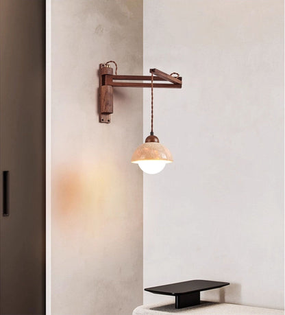 Adjustable Travertine Dome Wall Sconce