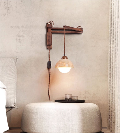 Adjustable Travertine Dome Wall Sconce