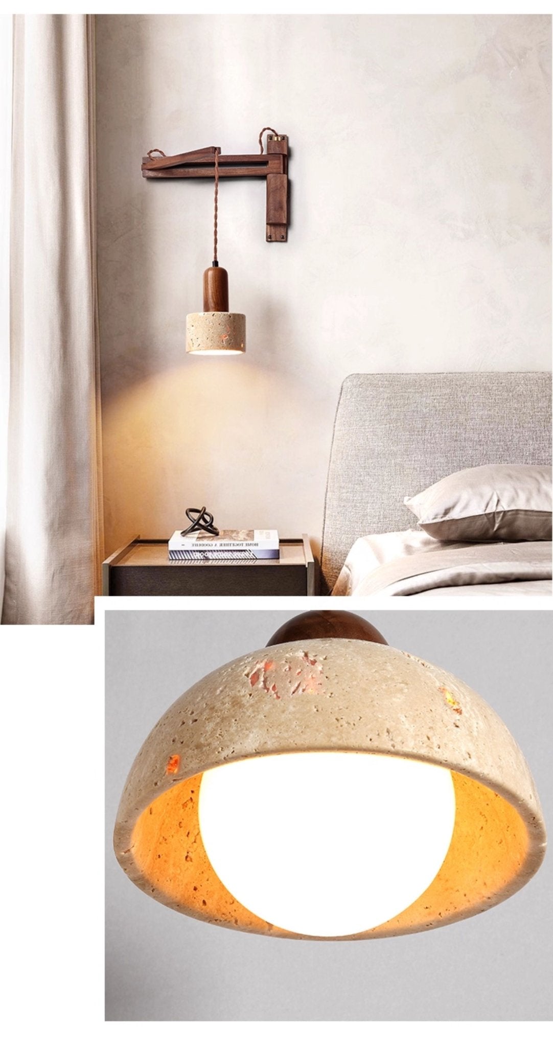 Adjustable Travertine Dome Wall Sconce