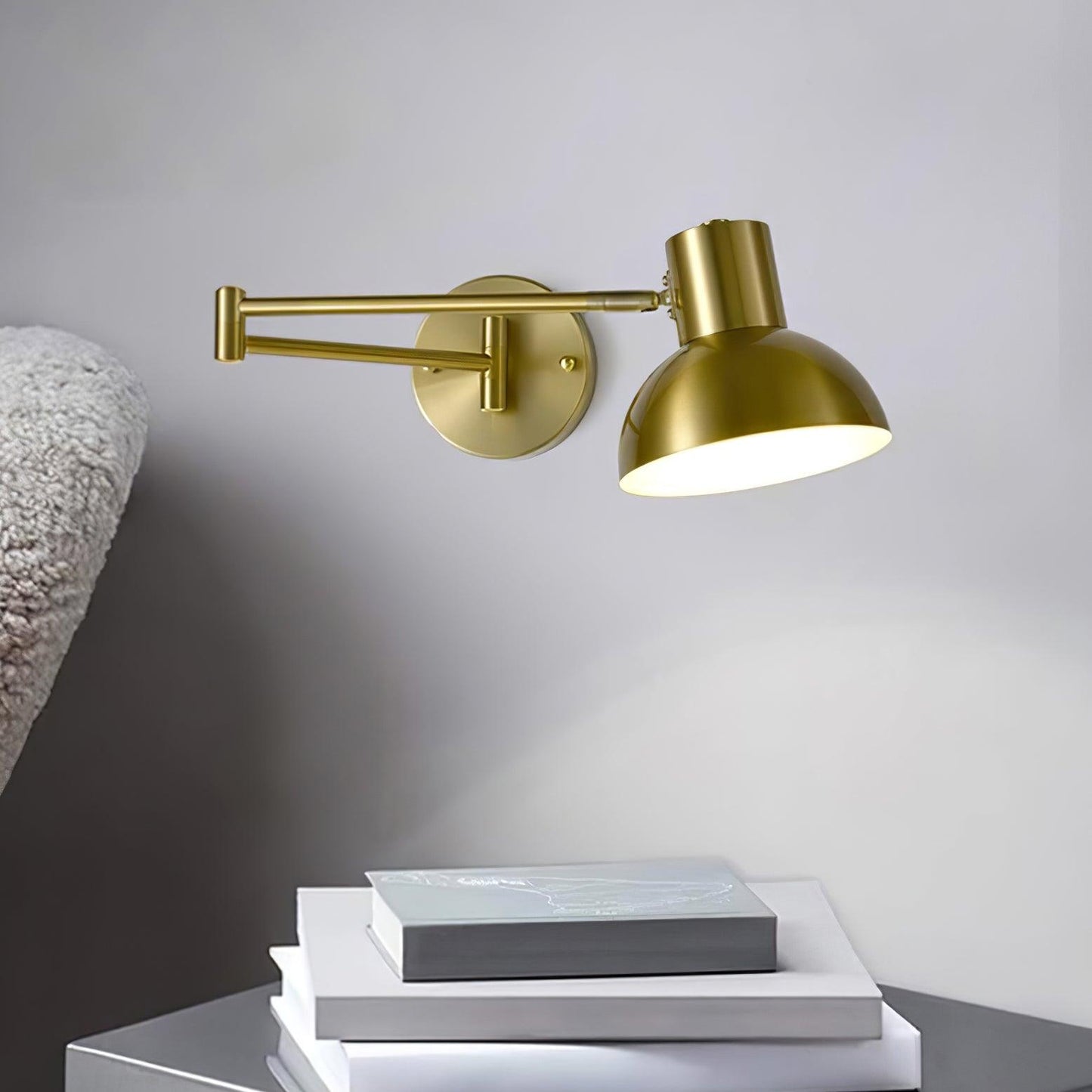 Adjustable Arm Plug In Wall Lamp