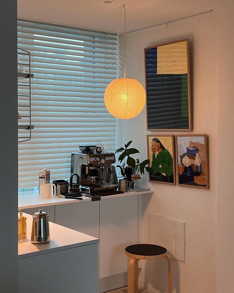 Akari A Round Swag Light (white plug wire)