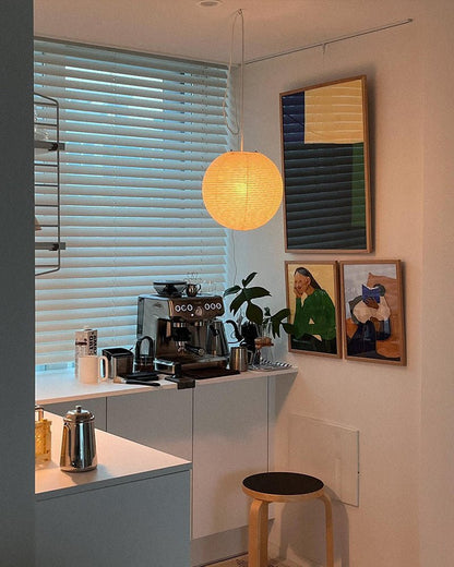 Akari A Round Swag Light (white plug wire)