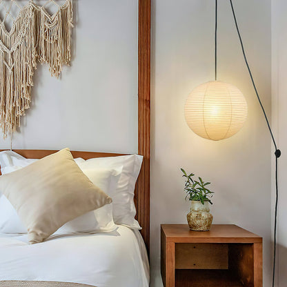 Akari A Round Swag Light (white plug wire)