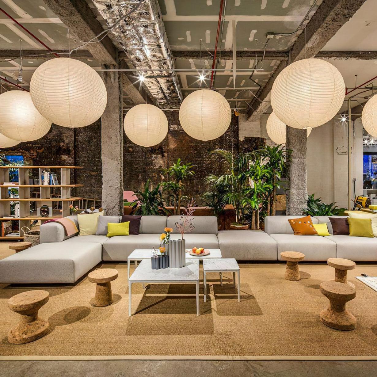 Akari A Round Swag Light (white plug wire)