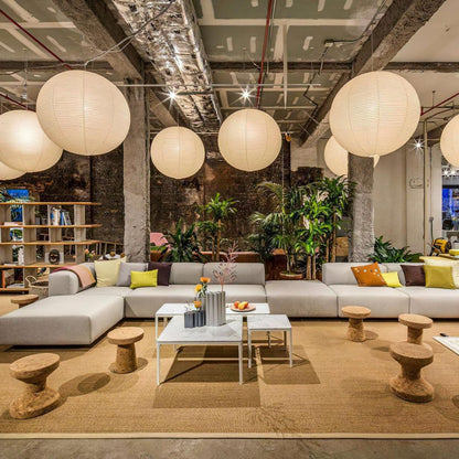 Akari A Round Swag Light (white plug wire)