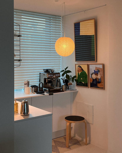 Akari A Round Swag Light (white plug wire)