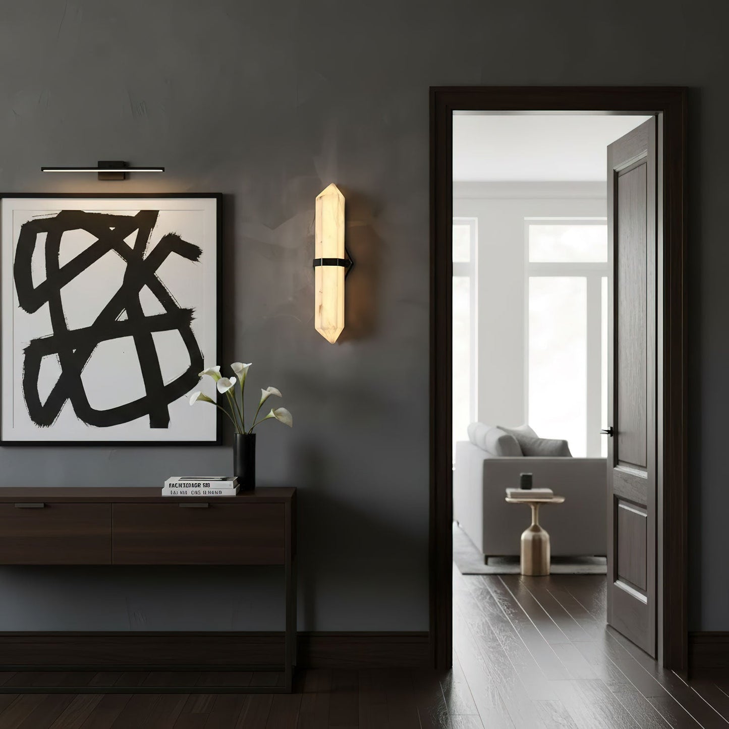 Alabaster Obelisk Wall Sconce