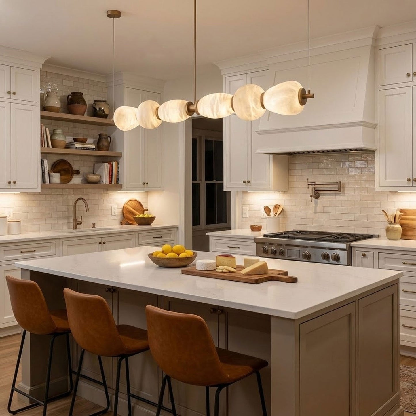 Alabaster Pebble Linear Chandelier