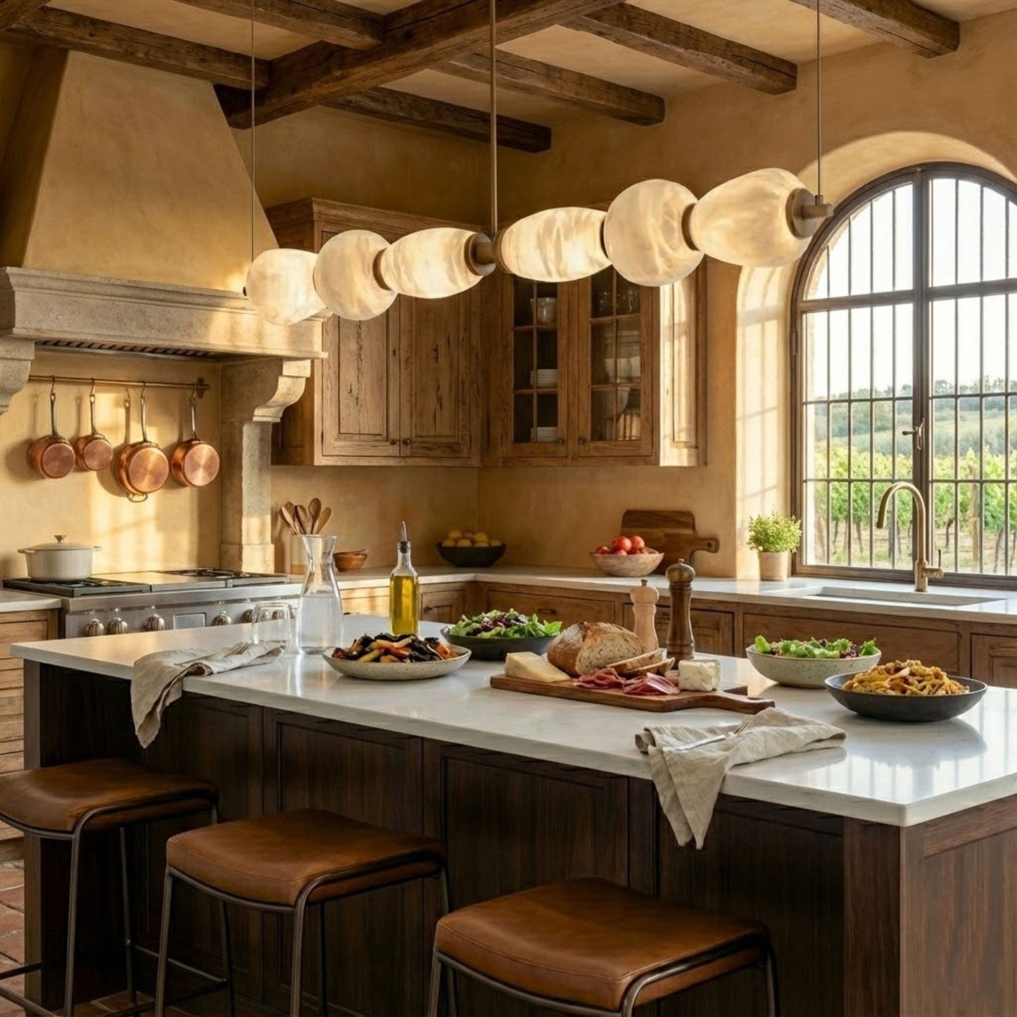 Alabaster Pebble Linear Chandelier