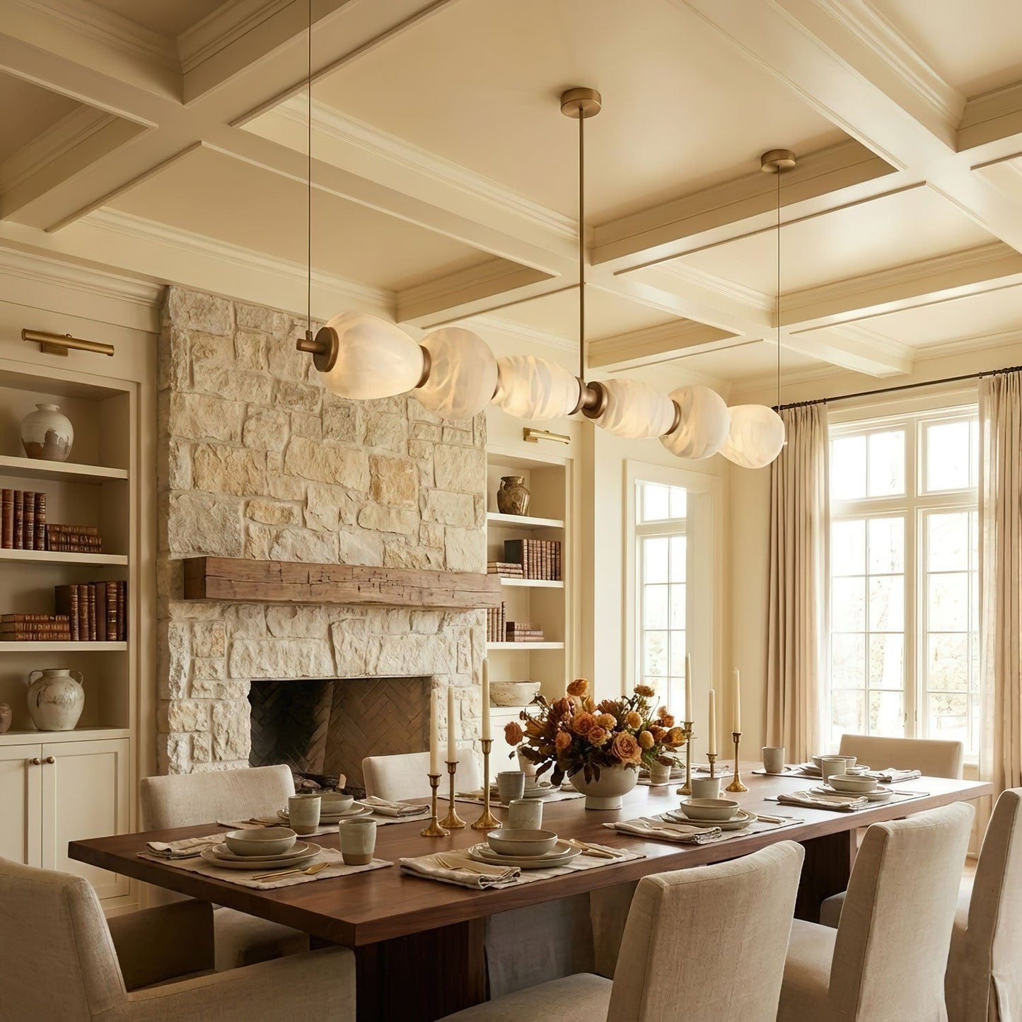 Alabaster Pebble Linear Chandelier