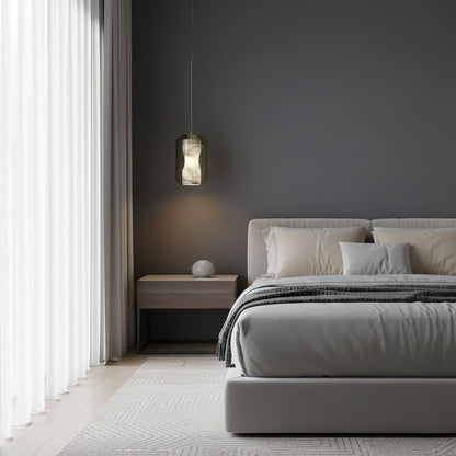 Alabaster Glass Cylinder Pendant Light