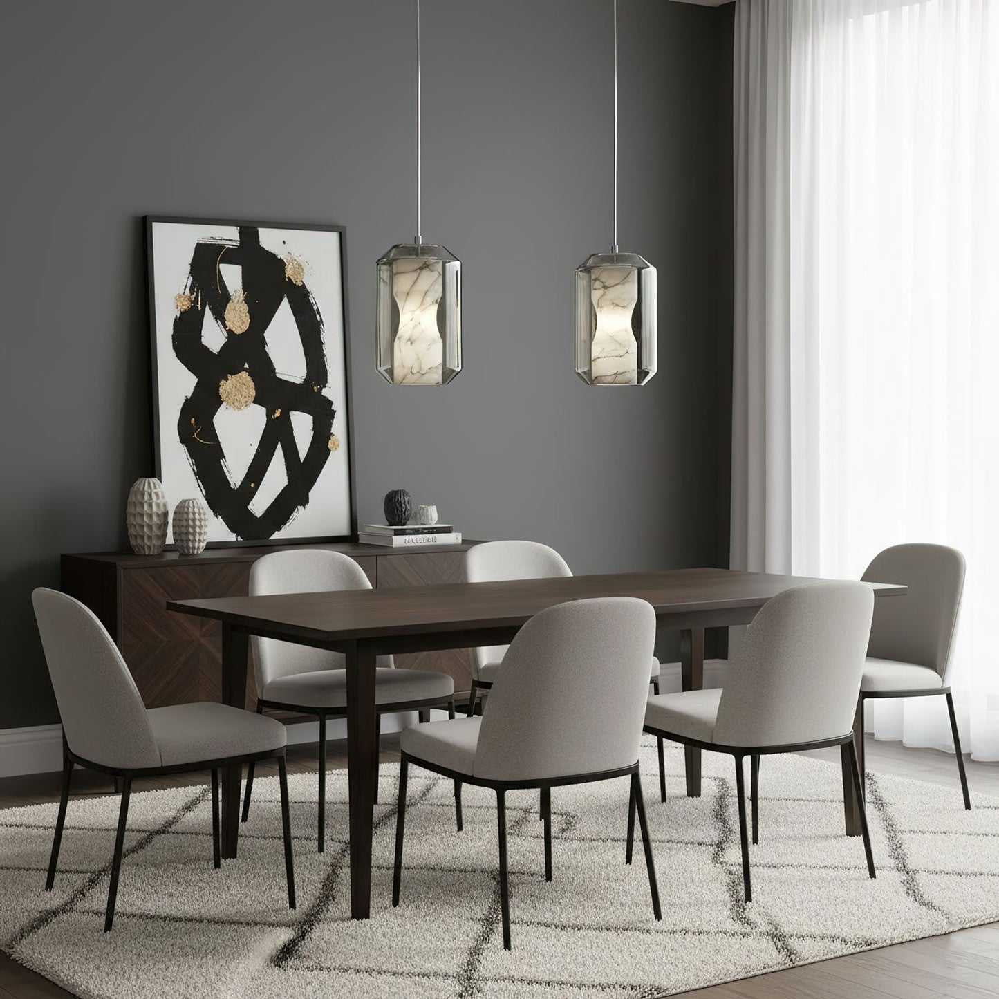 Alabaster Glass Cylinder Pendant Light