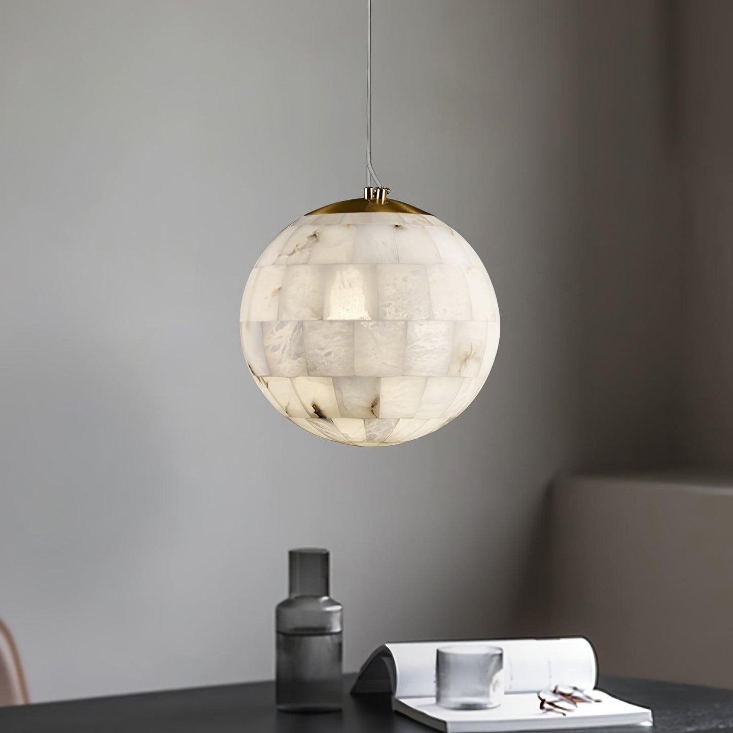 Alabaster Ball Pendant Light