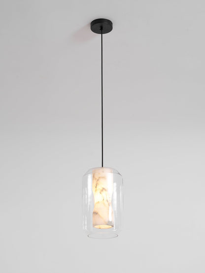 Alabaster Glass Cylinder Pendant Light