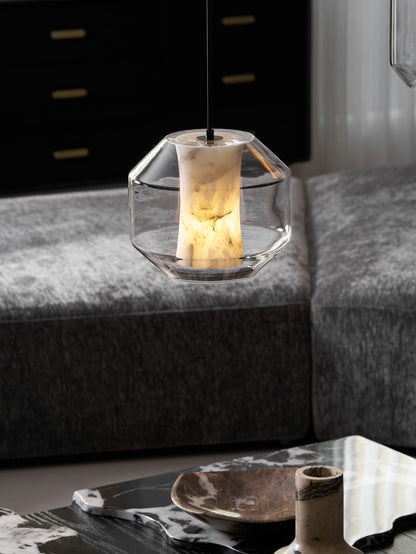 Alabaster Glass Cylinder Pendant Light