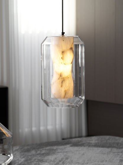 Alabaster Glass Cylinder Pendant Light