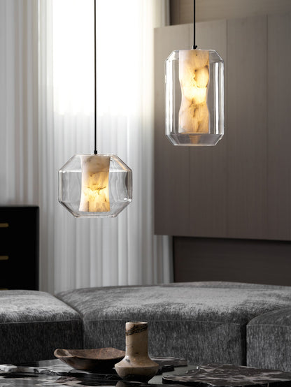 Alabaster Glass Cylinder Pendant Light