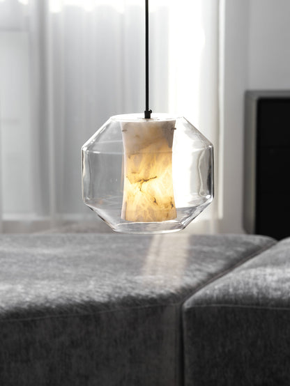 Alabaster Glass Cylinder Pendant Light
