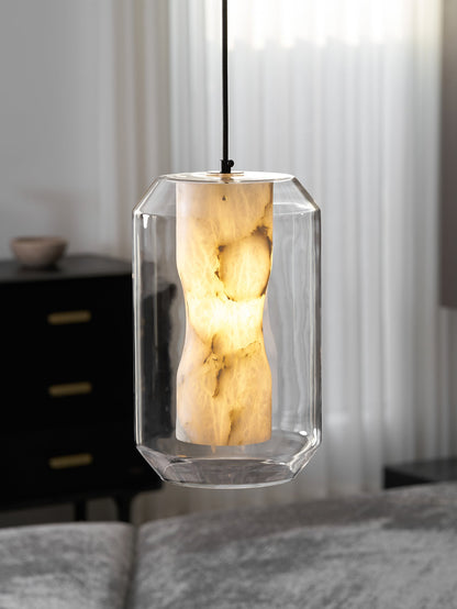 Alabaster Glass Cylinder Pendant Light