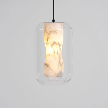Alabaster Glass Cylinder Pendant Light