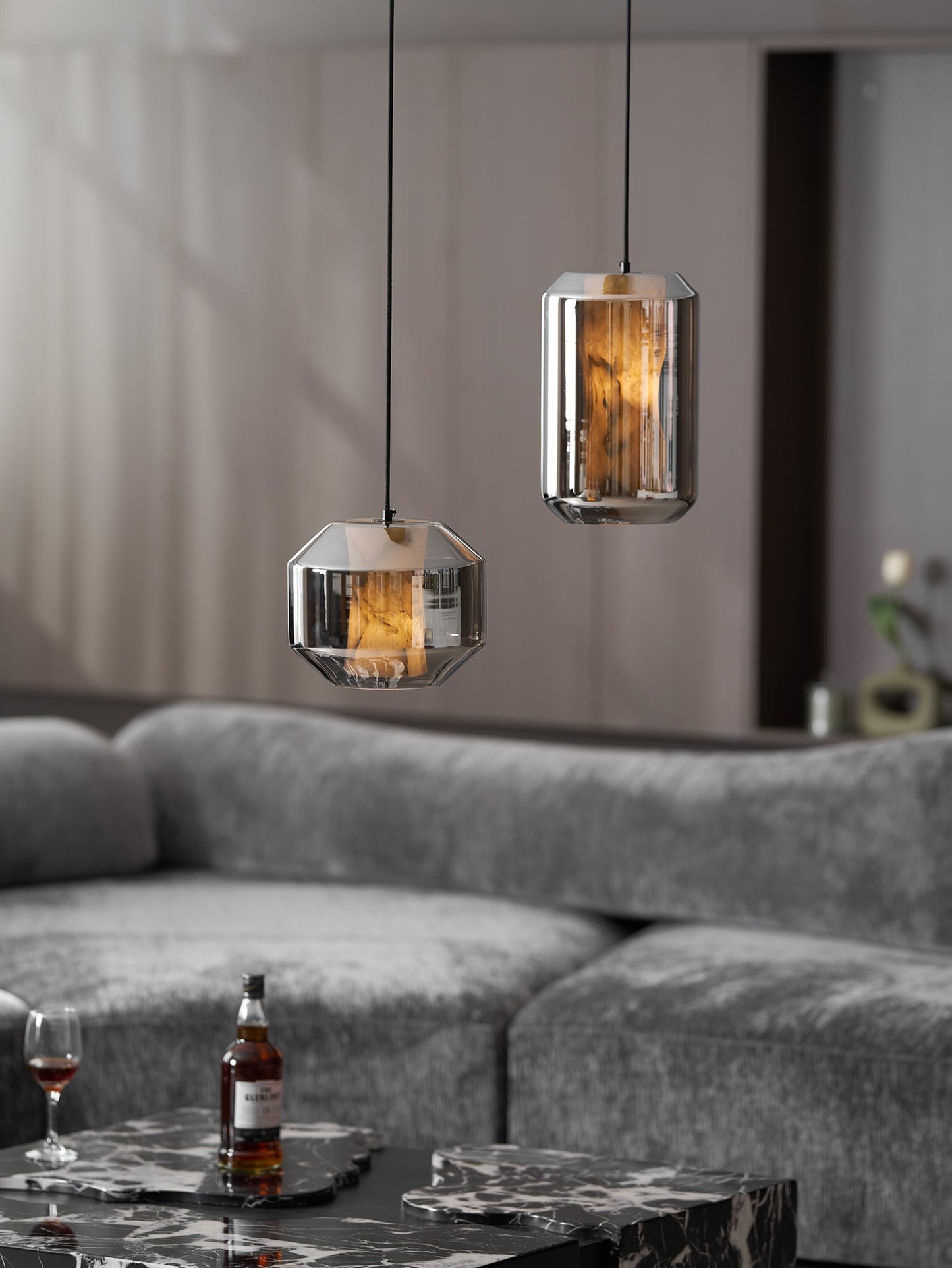 Alabaster Glass Cylinder Pendant Light