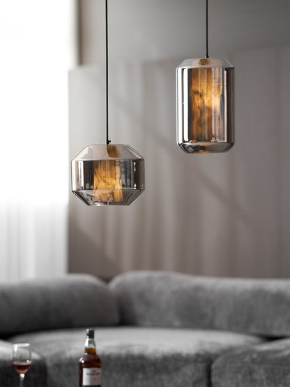 Alabaster Glass Cylinder Pendant Light
