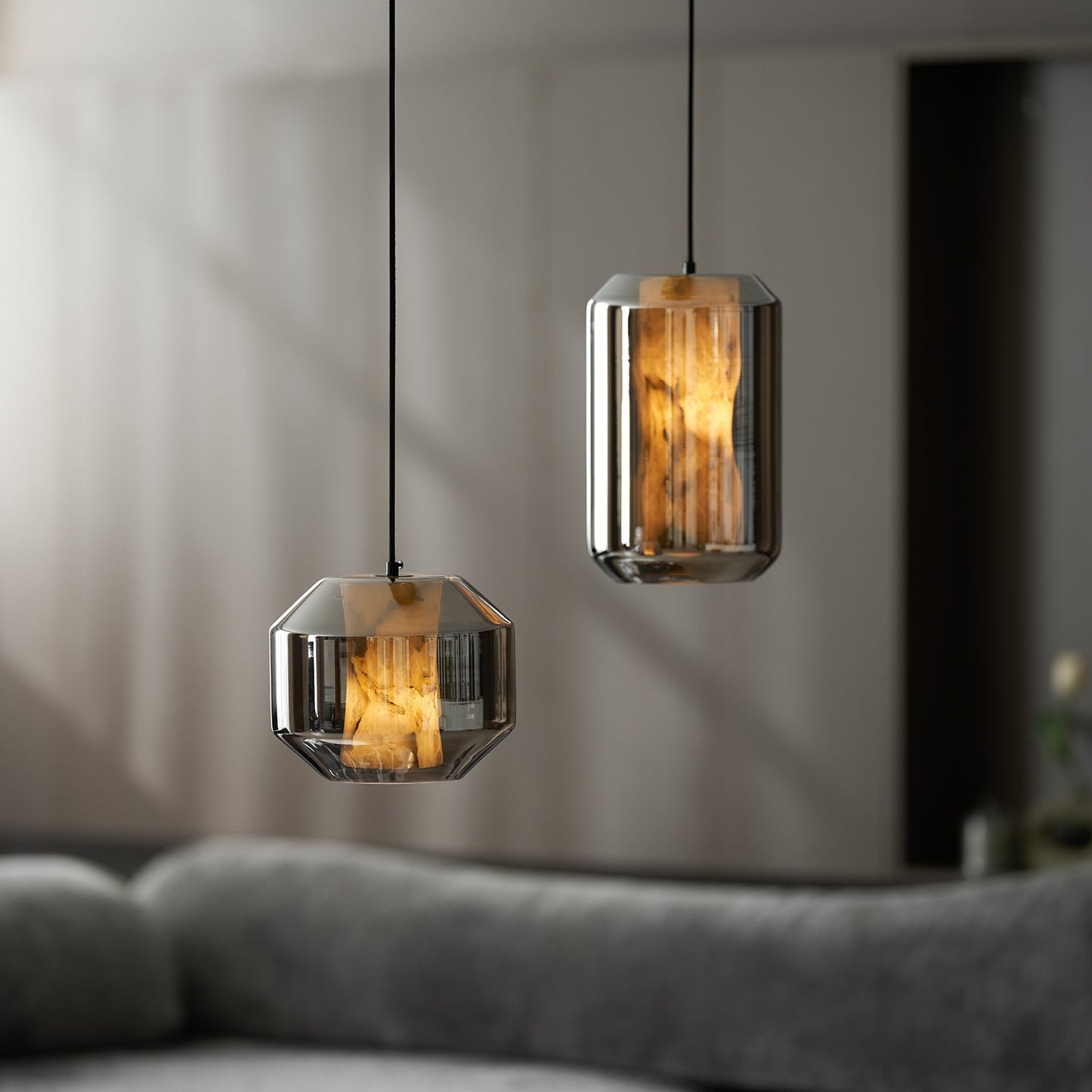 Alabaster Glass Cylinder Pendant Light