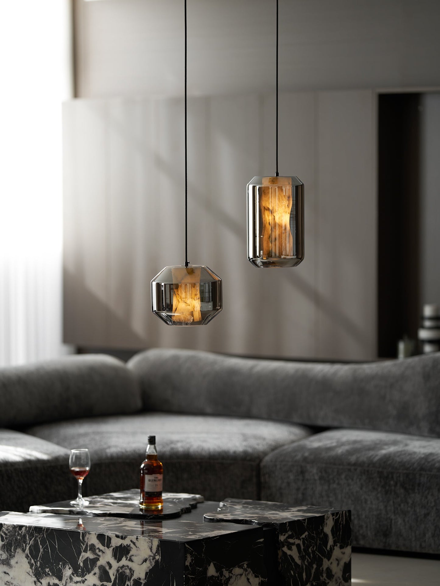 Alabaster Glass Cylinder Pendant Light