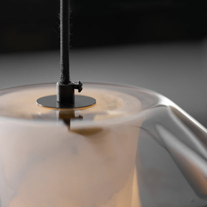 Alabaster Glass Cylinder Pendant Light