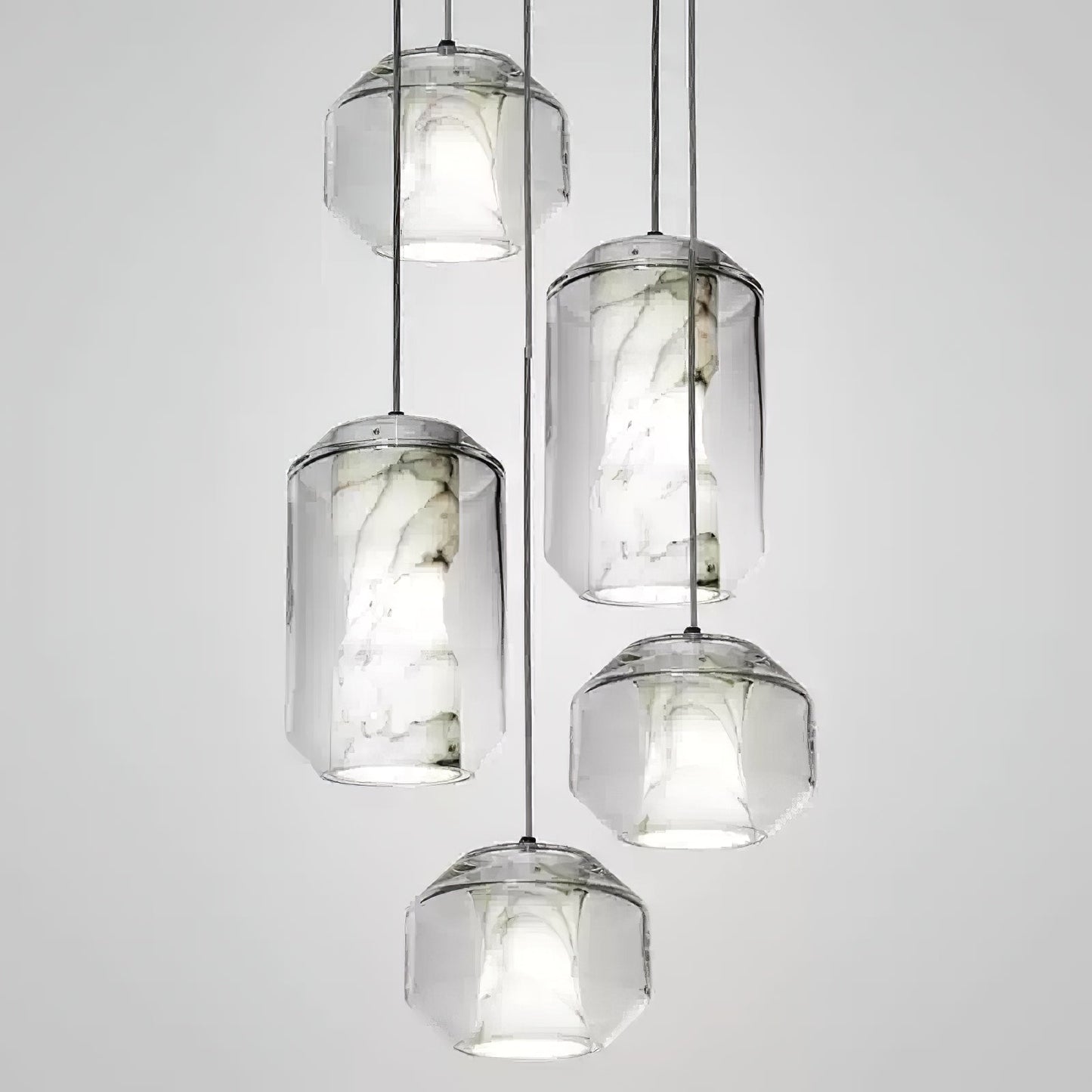 Alabaster Glass Cylinder Pendant Light