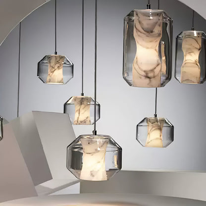 Alabaster Glass Cylinder Pendant Light