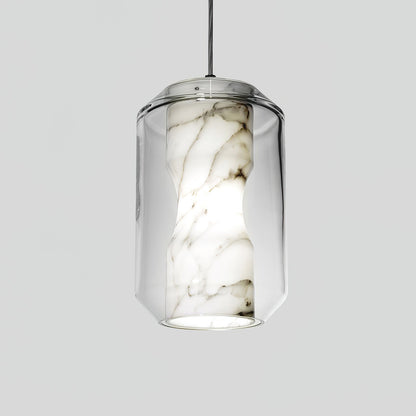 Alabaster Glass Cylinder Pendant Light