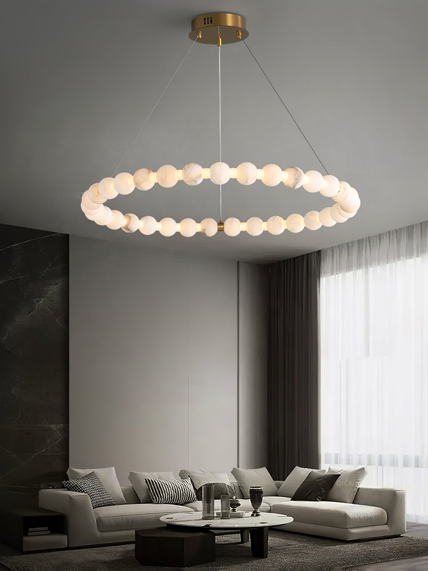 Alabaster Orb Ring Chandelier